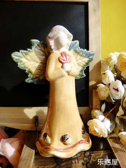 [歐式風格]陶瓷釉下彩工藝品擺件紅葉祈禱天使為您祈福