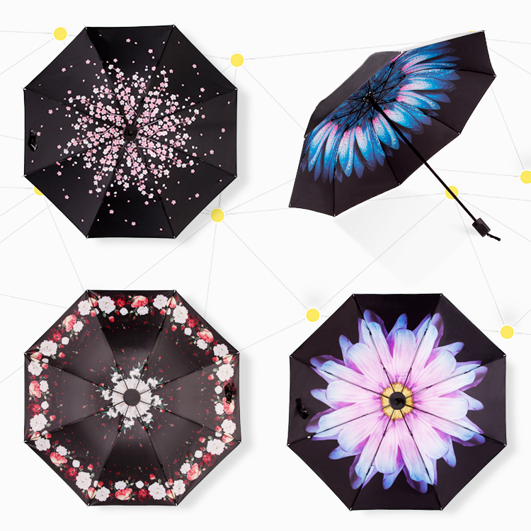 晴雨傘三折疊超輕兩用黑膠強防曬防紫外線遮陽傘太陽傘小黑傘