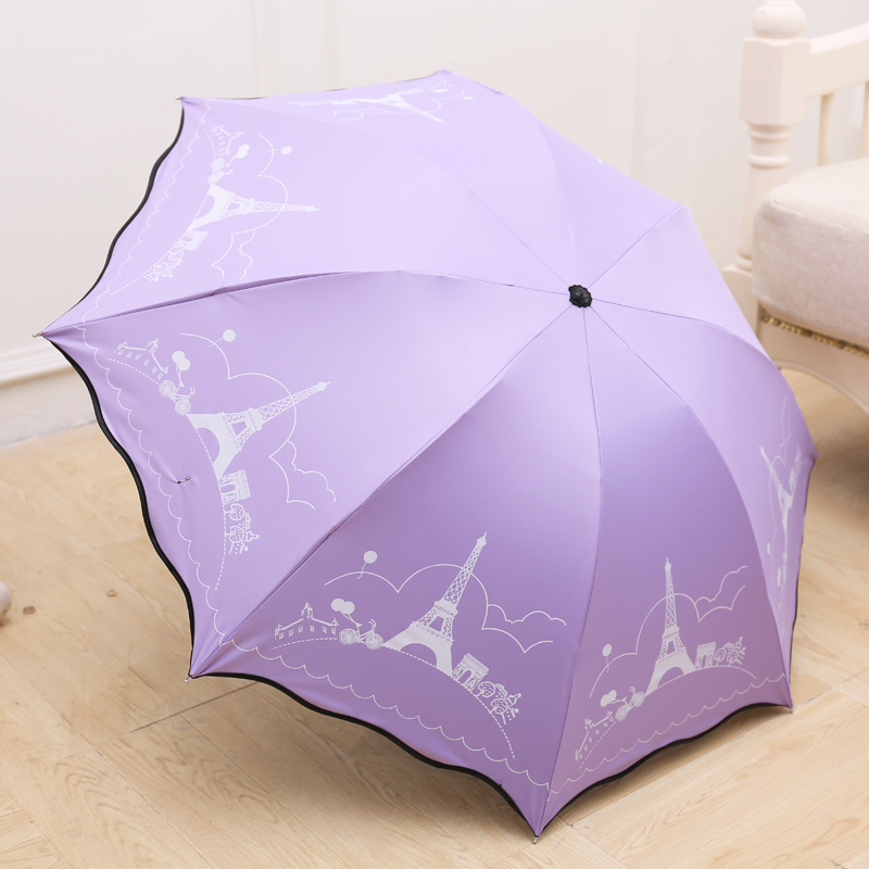 小清新創意雨傘防紫外線防曬遮陽太陽晴雨兩用傘黑膠女三折疊學生