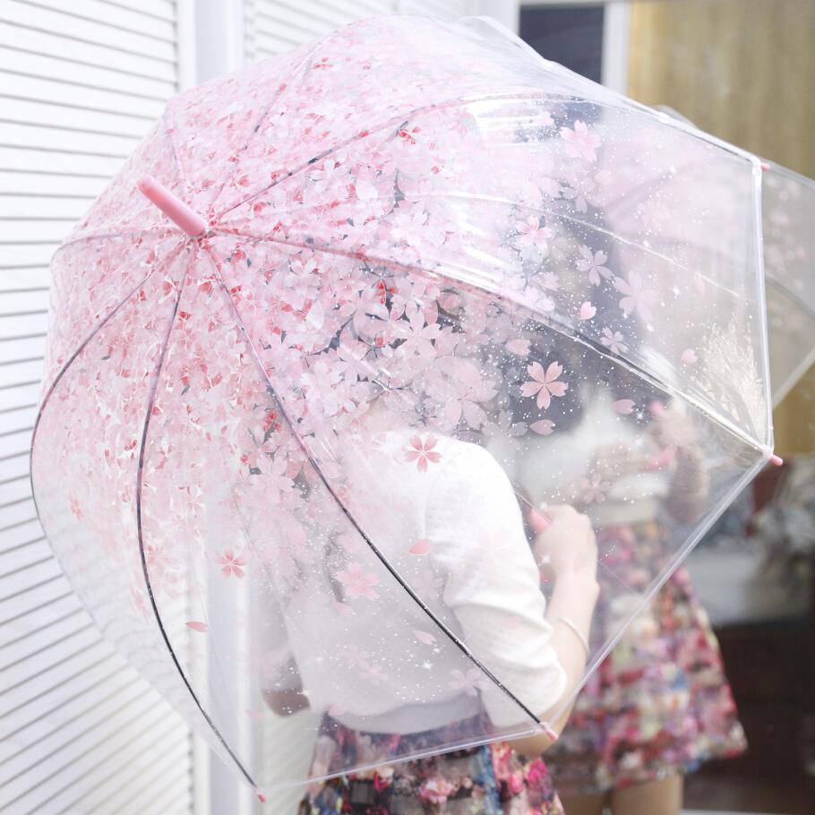 日系透明傘雨傘長柄傘可愛韓國小清新學生韓版公主兒童女神櫻花傘