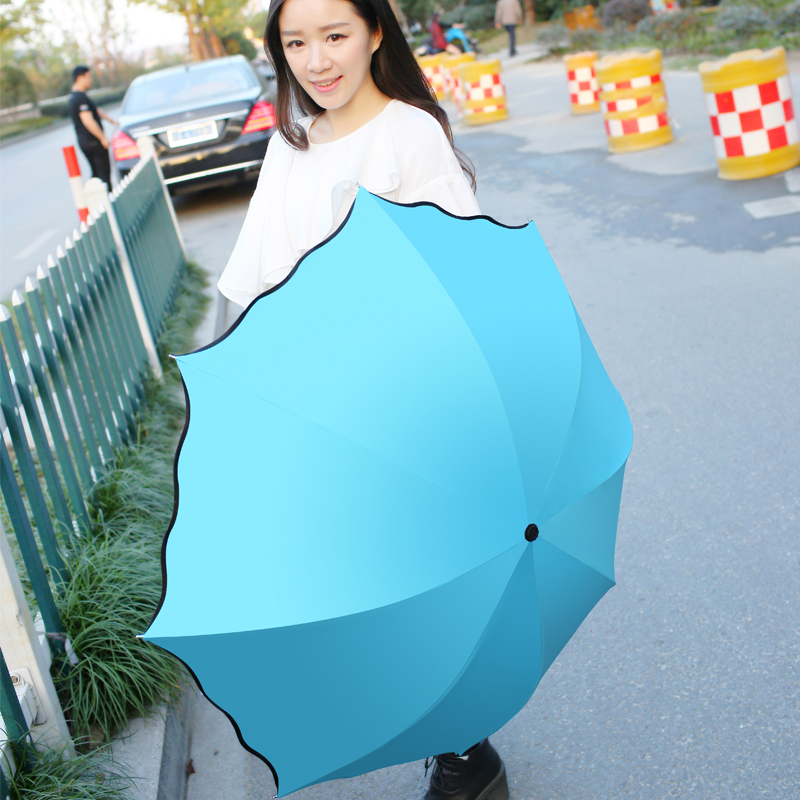 晴雨傘兩用黑膠防曬防紫外線女超輕小清新太陽傘韓國三折疊遮陽傘