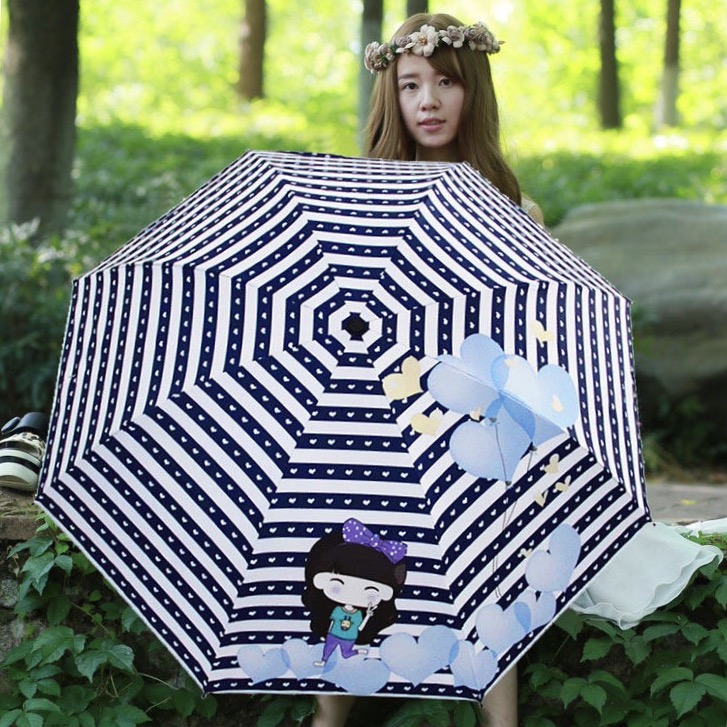 晴雨傘折疊女兩用黑膠加大雙人三折太陽傘防曬防紫外線韓國遮