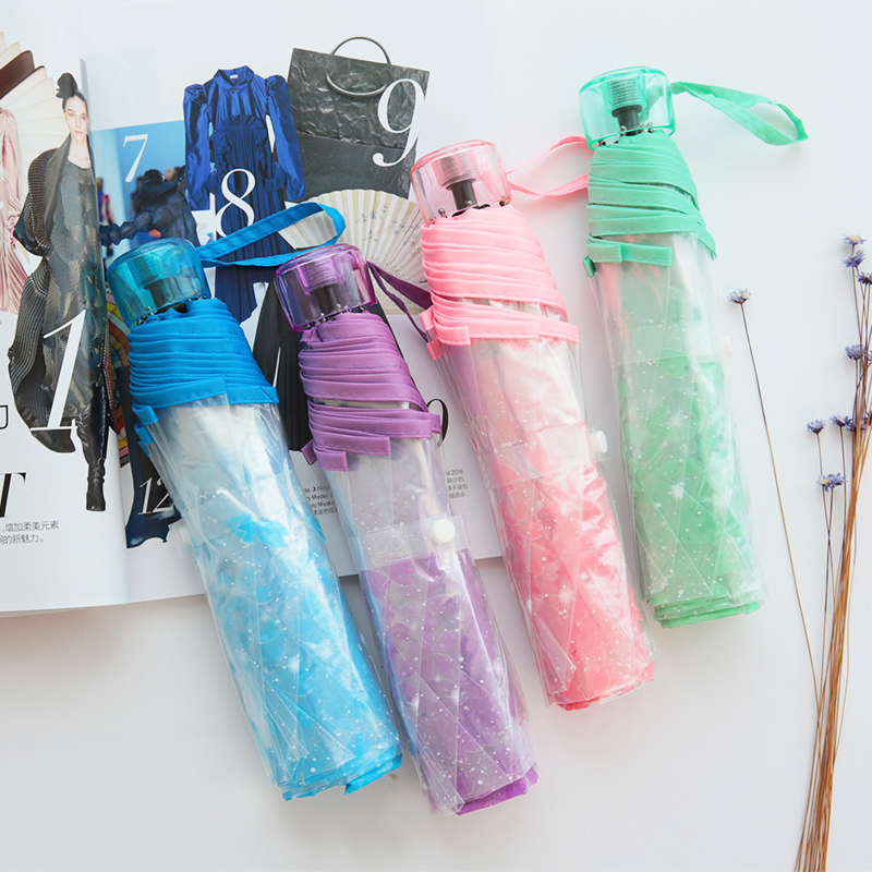 雨傘女三折疊全自動創意超大加固小清新學生日本透明塑料櫻花雨傘