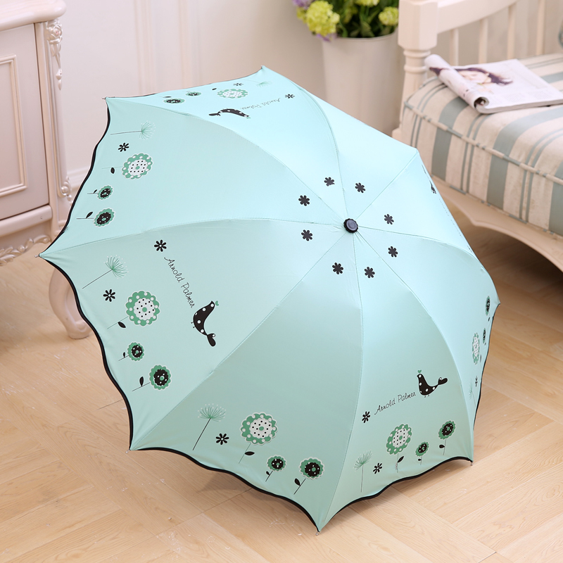 韓國創意三折疊雨傘晴雨兩用雨傘女防紫外線遮陽傘黑膠防曬太陽傘