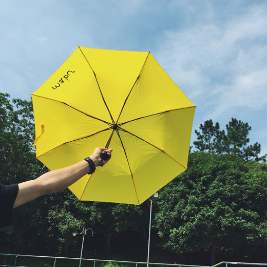 韓ulzzang原宿風日系純色黃色雨傘三折簡約折疊晴雨傘男女雙人傘