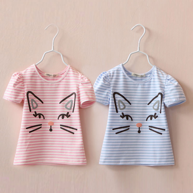 寶寶短袖T恤女 夏裝韓版新款女童童裝 兒童條紋上衣潮tx-5752