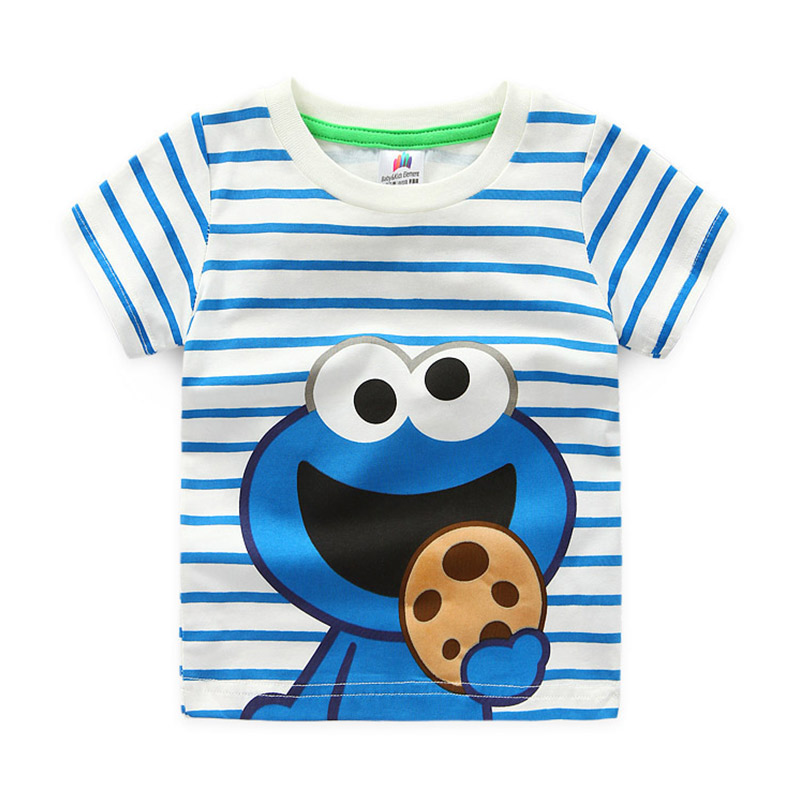 寶寶短袖T恤 夏裝韓版新款男童童裝兒童條紋卡通上衣tx-5819