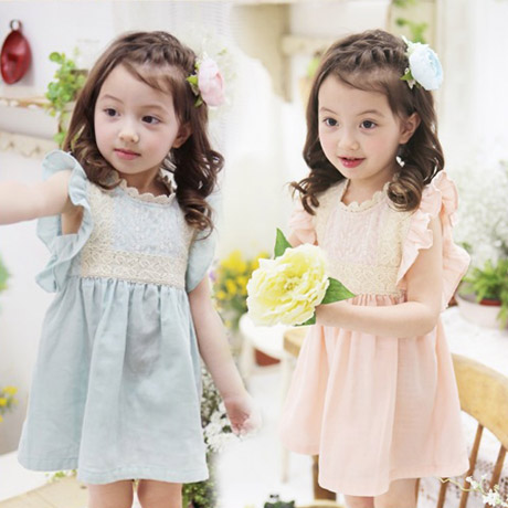 寶寶蕾絲連衣裙 夏裝新款女童裝兒童花邊領裙子qz-2565