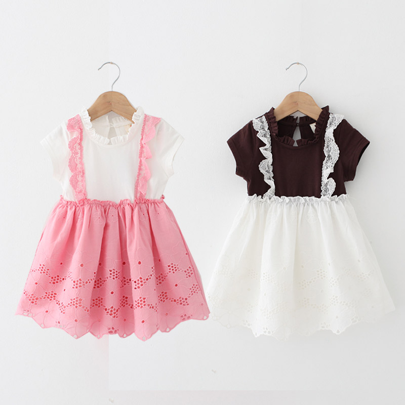 寶寶蕾絲花邊連衣裙 夏裝新款童裝女童裝兒童短袖裙子qz-2695