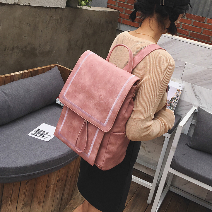 新款日韓版學院風雙肩包女包簡約休閑大容量學生書包旅行背包